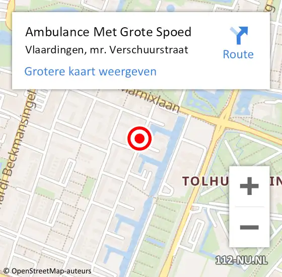 Locatie op kaart van de 112 melding: Ambulance Met Grote Spoed Naar Vlaardingen, mr. Verschuurstraat op 3 mei 2023 20:17