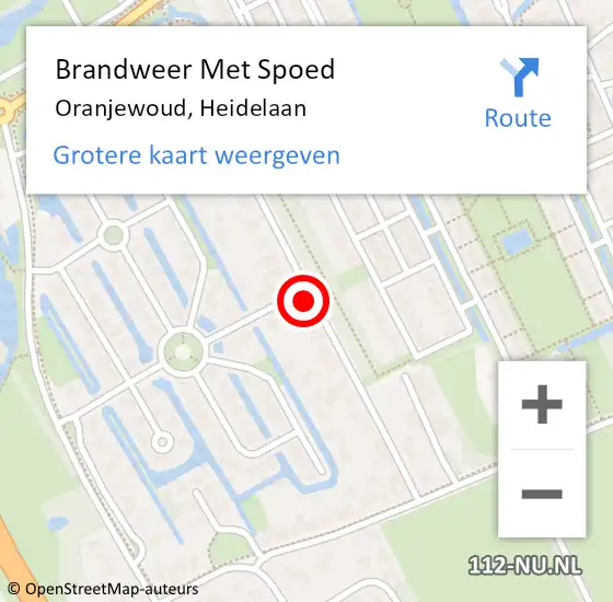 Locatie op kaart van de 112 melding: Brandweer Met Spoed Naar Oranjewoud, Heidelaan op 3 mei 2023 21:13