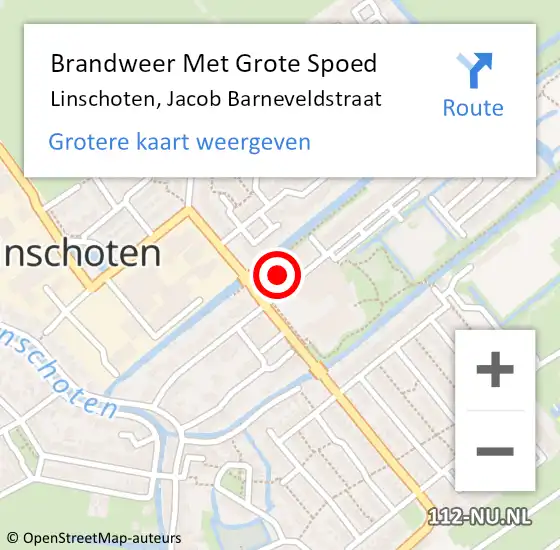 Locatie op kaart van de 112 melding: Brandweer Met Grote Spoed Naar Linschoten, Jacob Barneveldstraat op 3 mei 2023 21:35