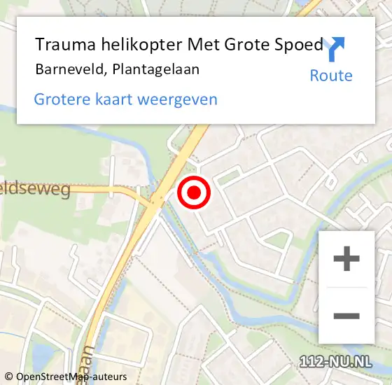 Locatie op kaart van de 112 melding: Trauma helikopter Met Grote Spoed Naar Barneveld, Plantagelaan op 3 mei 2023 22:17