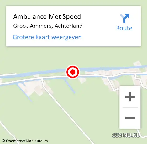Locatie op kaart van de 112 melding: Ambulance Met Spoed Naar Groot-Ammers, Achterland op 3 mei 2023 22:32