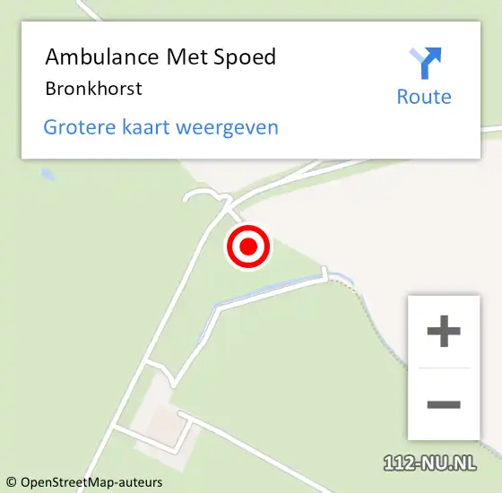 Locatie op kaart van de 112 melding: Ambulance Met Spoed Naar Bronkhorst op 3 mei 2023 22:44