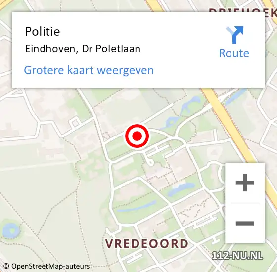 Locatie op kaart van de 112 melding: Politie Eindhoven, Dr Poletlaan op 3 mei 2023 23:19
