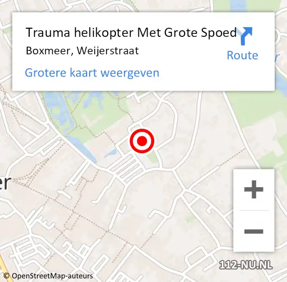 Locatie op kaart van de 112 melding: Trauma helikopter Met Grote Spoed Naar Boxmeer, Weijerstraat op 4 mei 2023 02:15