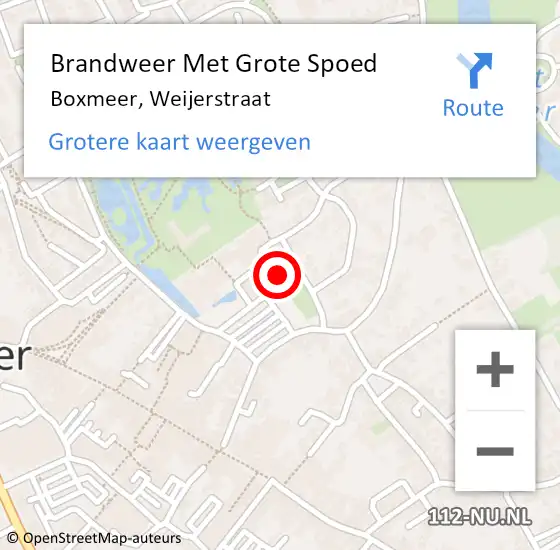 Locatie op kaart van de 112 melding: Brandweer Met Grote Spoed Naar Boxmeer, Weijerstraat op 4 mei 2023 02:16