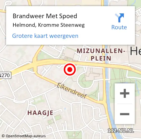 Locatie op kaart van de 112 melding: Brandweer Met Spoed Naar Helmond, Kromme Steenweg op 4 mei 2023 07:45