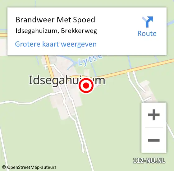 Locatie op kaart van de 112 melding: Brandweer Met Spoed Naar Idsegahuizum, Brekkerweg op 4 mei 2023 07:56