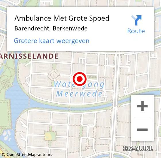 Locatie op kaart van de 112 melding: Ambulance Met Grote Spoed Naar Barendrecht, Berkenwede op 4 mei 2023 08:34