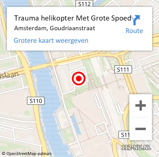 Locatie op kaart van de 112 melding: Trauma helikopter Met Grote Spoed Naar Amsterdam, Goudriaanstraat op 4 mei 2023 09:20