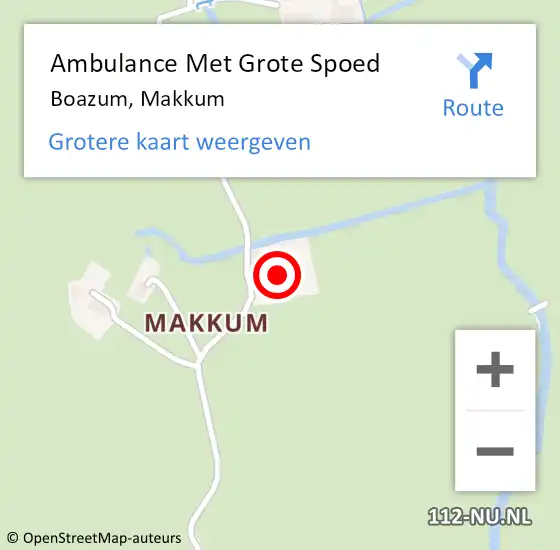 Locatie op kaart van de 112 melding: Ambulance Met Grote Spoed Naar Boazum, Makkum op 4 mei 2023 09:53