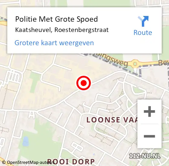 Locatie op kaart van de 112 melding: Politie Met Grote Spoed Naar Kaatsheuvel, Roestenbergstraat op 4 mei 2023 13:01
