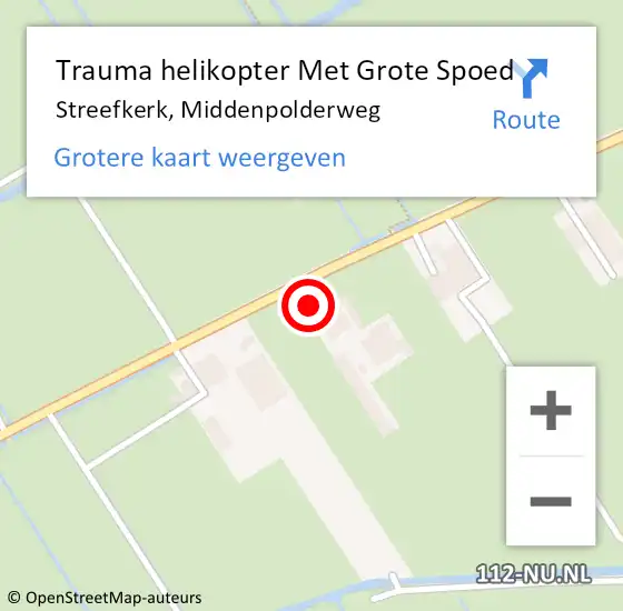 Locatie op kaart van de 112 melding: Trauma helikopter Met Grote Spoed Naar Streefkerk, Middenpolderweg op 4 mei 2023 13:11