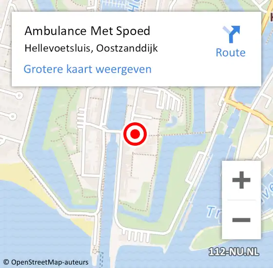 Locatie op kaart van de 112 melding: Ambulance Met Spoed Naar Hellevoetsluis, Oostzanddijk op 4 mei 2023 14:19
