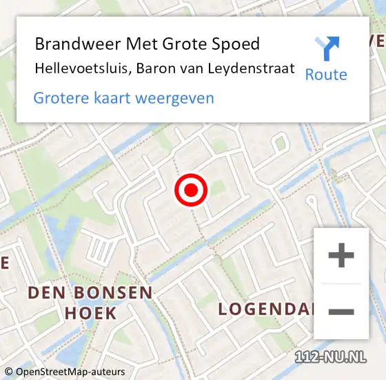 Locatie op kaart van de 112 melding: Brandweer Met Grote Spoed Naar Hellevoetsluis, Baron van Leydenstraat op 4 mei 2023 15:20