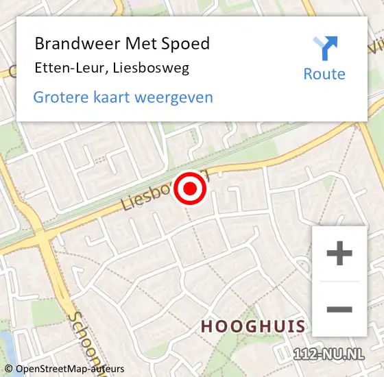 Locatie op kaart van de 112 melding: Brandweer Met Spoed Naar Etten-Leur, Liesbosweg op 4 mei 2023 15:39