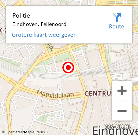 Locatie op kaart van de 112 melding: Politie Eindhoven, Fellenoord op 4 mei 2023 18:00