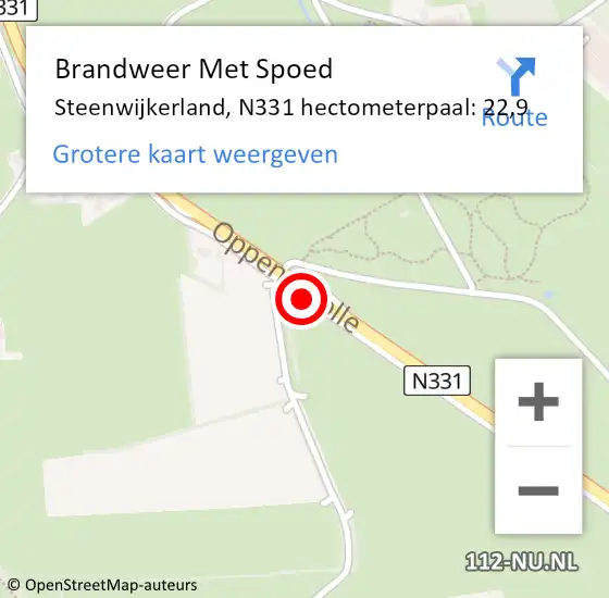 Locatie op kaart van de 112 melding: Brandweer Met Spoed Naar Steenwijkerland, N331 hectometerpaal: 22,9 op 5 mei 2023 01:59