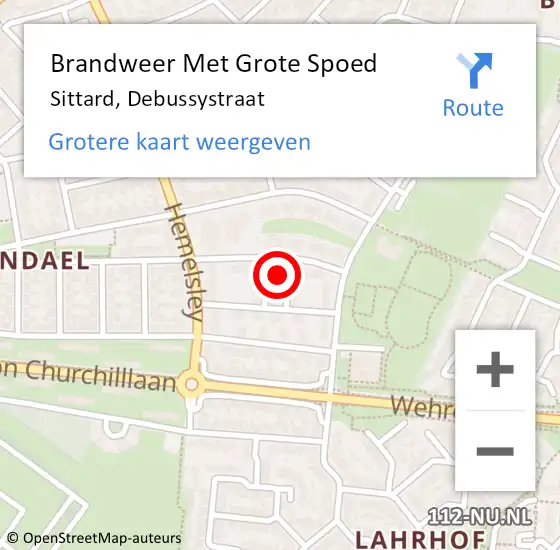 Locatie op kaart van de 112 melding: Brandweer Met Grote Spoed Naar Sittard, Debussystraat op 5 mei 2023 02:53