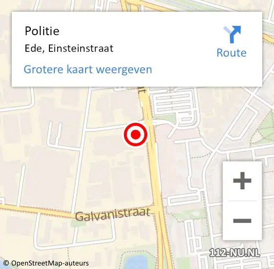 Locatie op kaart van de 112 melding: Politie Ede, Einsteinstraat op 5 mei 2023 08:50