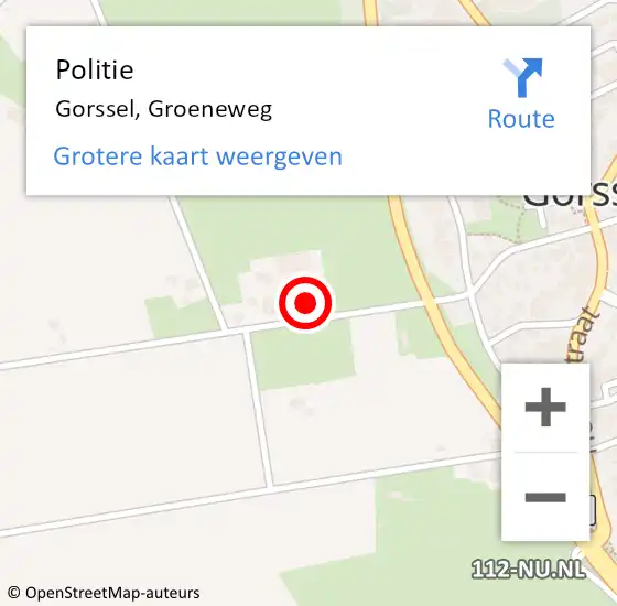 Locatie op kaart van de 112 melding: Politie Gorssel, Groeneweg op 5 mei 2023 11:06