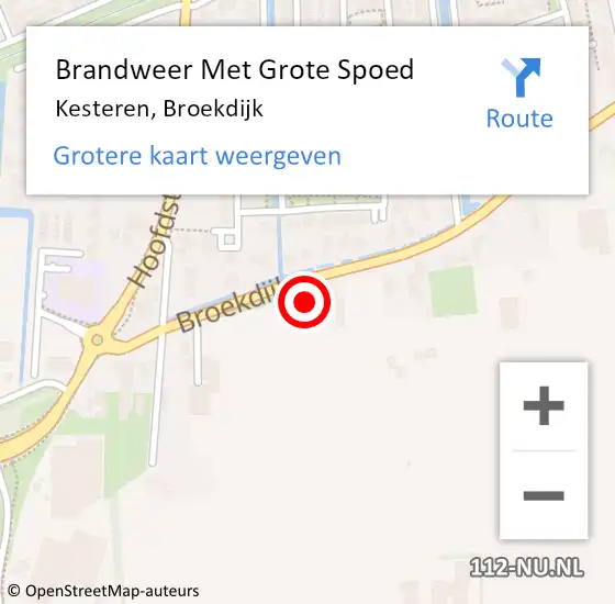 Locatie op kaart van de 112 melding: Brandweer Met Grote Spoed Naar Kesteren, Broekdijk op 5 mei 2023 13:56