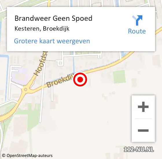 Locatie op kaart van de 112 melding: Brandweer Geen Spoed Naar Kesteren, Broekdijk op 5 mei 2023 13:57