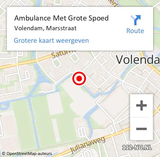Locatie op kaart van de 112 melding: Ambulance Met Grote Spoed Naar Volendam, Marsstraat op 5 mei 2023 14:16