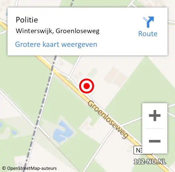 Locatie op kaart van de 112 melding: Politie Winterswijk, Groenloseweg op 5 mei 2023 15:42