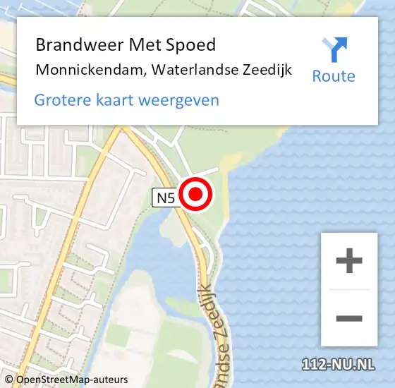 Locatie op kaart van de 112 melding: Brandweer Met Spoed Naar Monnickendam, Waterlandse Zeedijk op 5 mei 2023 15:57