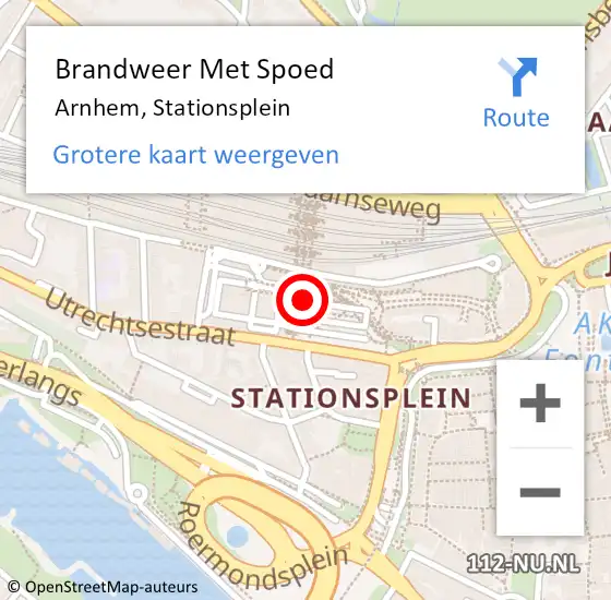 Locatie op kaart van de 112 melding: Brandweer Met Spoed Naar Arnhem, Stationsplein op 5 mei 2023 16:09