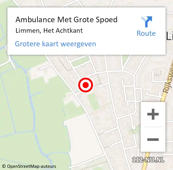 Locatie op kaart van de 112 melding: Ambulance Met Grote Spoed Naar Limmen, Het Achtkant op 5 mei 2023 22:07