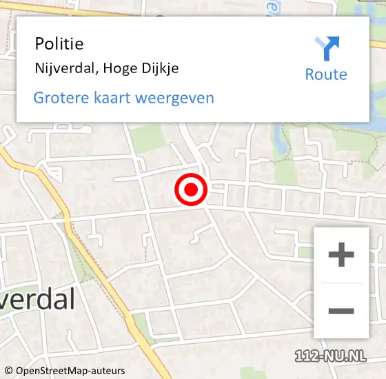 Locatie op kaart van de 112 melding: Politie Nijverdal, Hoge Dijkje op 5 mei 2023 22:20