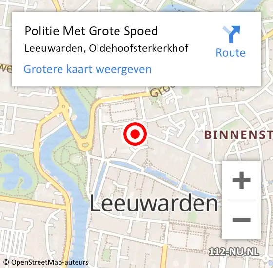 Locatie op kaart van de 112 melding: Politie Met Grote Spoed Naar Leeuwarden, Oldehoofsterkerkhof op 6 mei 2023 03:00