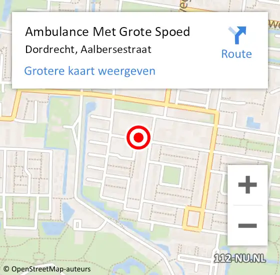 Locatie op kaart van de 112 melding: Ambulance Met Grote Spoed Naar Dordrecht, Aalbersestraat op 6 mei 2023 12:43