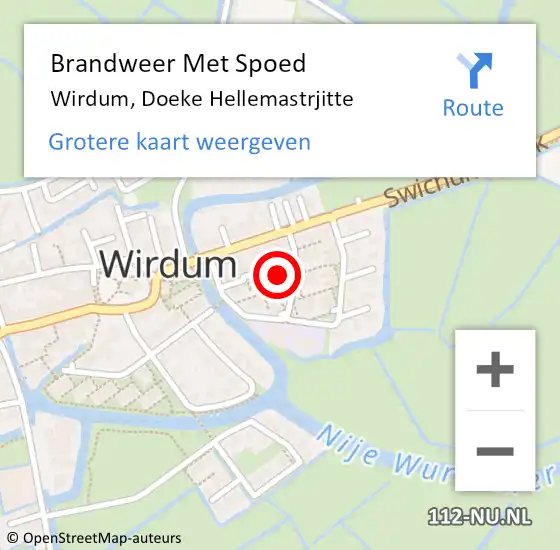 Locatie op kaart van de 112 melding: Brandweer Met Spoed Naar Wirdum, Doeke Hellemastrjitte op 6 mei 2023 13:47