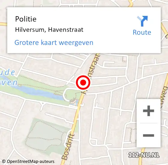 Locatie op kaart van de 112 melding: Politie Hilversum, Havenstraat op 6 mei 2023 17:00