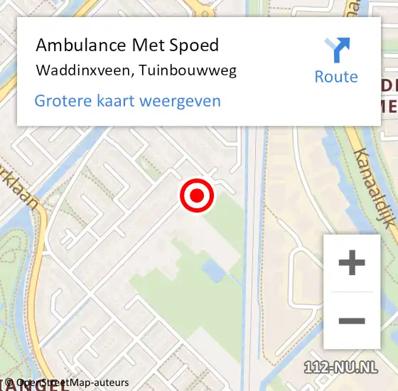 Locatie op kaart van de 112 melding: Ambulance Met Spoed Naar Waddinxveen, Tuinbouwweg op 6 mei 2023 17:06