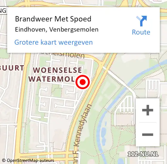 Locatie op kaart van de 112 melding: Brandweer Met Spoed Naar Eindhoven, Venbergsemolen op 6 mei 2023 18:09