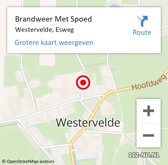 Locatie op kaart van de 112 melding: Brandweer Met Spoed Naar Westervelde, Esweg op 6 mei 2023 20:15