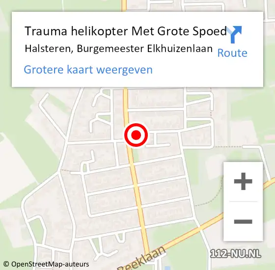 Locatie op kaart van de 112 melding: Trauma helikopter Met Grote Spoed Naar Halsteren, Burgemeester Elkhuizenlaan op 6 mei 2023 23:26