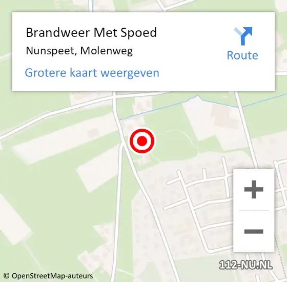 Locatie op kaart van de 112 melding: Brandweer Met Spoed Naar Nunspeet, Molenweg op 6 mei 2023 23:36