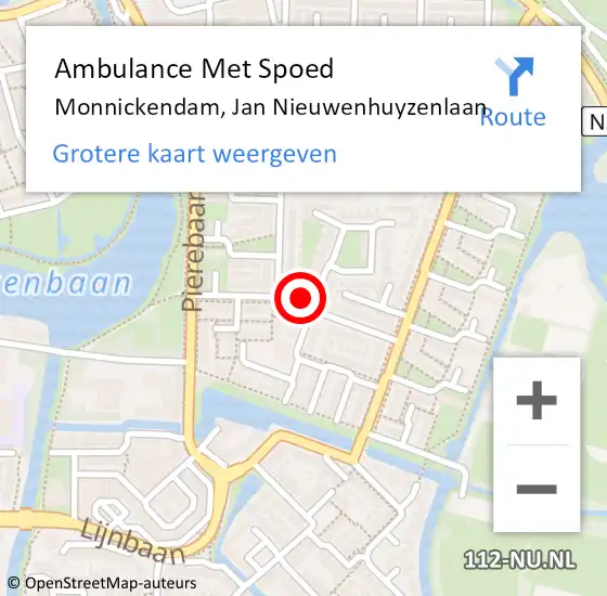 Locatie op kaart van de 112 melding: Ambulance Met Spoed Naar Monnickendam, Jan Nieuwenhuyzenlaan op 7 mei 2023 02:35