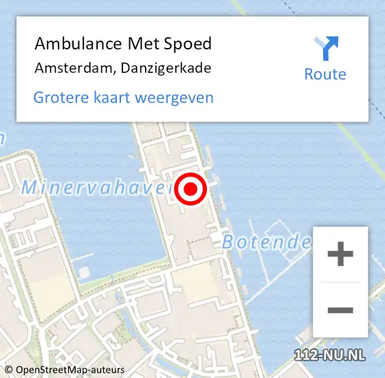 Locatie op kaart van de 112 melding: Ambulance Met Spoed Naar Amsterdam, Danzigerkade op 7 mei 2023 05:04