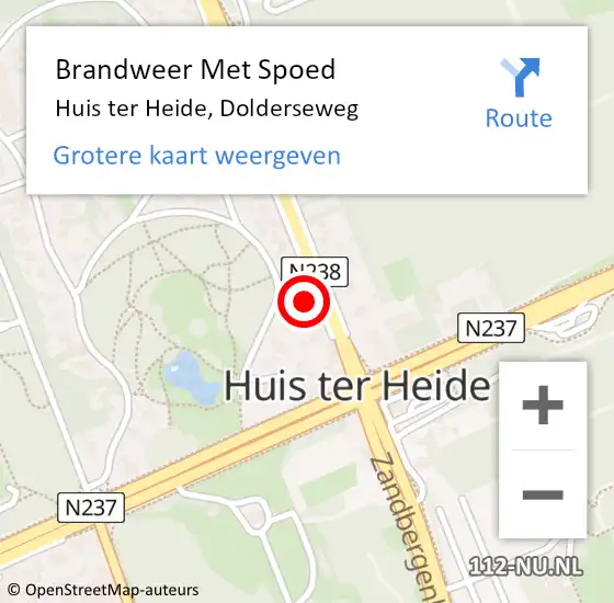 Locatie op kaart van de 112 melding: Brandweer Met Spoed Naar Huis ter Heide, Dolderseweg op 7 mei 2023 09:15