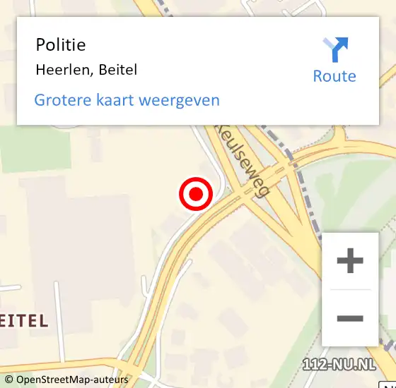 Locatie op kaart van de 112 melding: Politie Heerlen, Beitel op 7 mei 2023 10:07