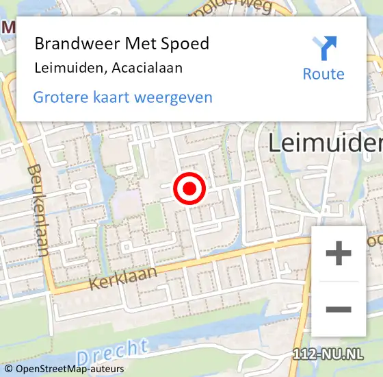 Locatie op kaart van de 112 melding: Brandweer Met Spoed Naar Leimuiden, Acacialaan op 7 mei 2023 11:01