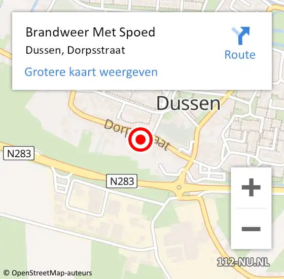 Locatie op kaart van de 112 melding: Brandweer Met Spoed Naar Dussen, Dorpsstraat op 7 mei 2023 12:45