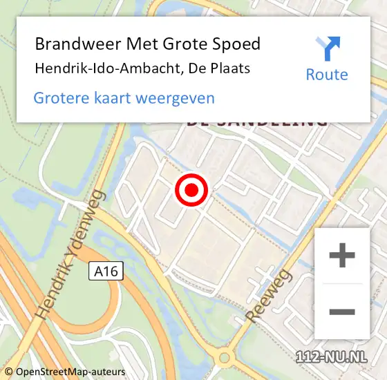 Locatie op kaart van de 112 melding: Brandweer Met Grote Spoed Naar Hendrik-Ido-Ambacht, De Plaats op 7 mei 2023 14:14