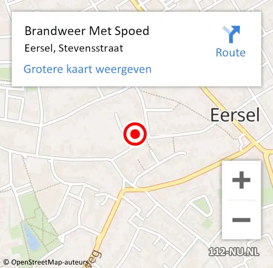 Locatie op kaart van de 112 melding: Brandweer Met Spoed Naar Eersel, Stevensstraat op 7 mei 2023 14:16