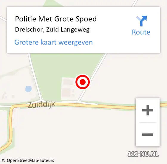 Locatie op kaart van de 112 melding: Politie Met Grote Spoed Naar Dreischor, Zuid Langeweg op 7 mei 2023 16:03